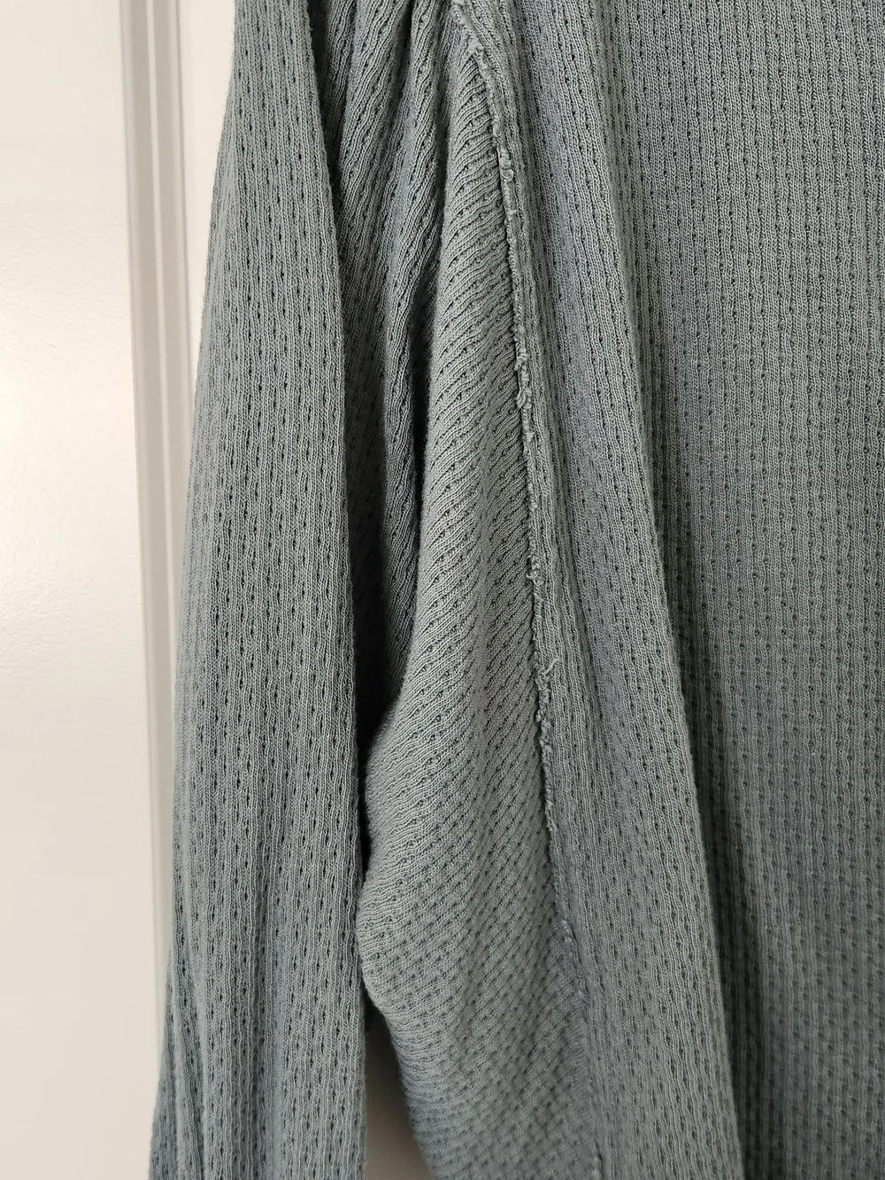 Free People Slate Green Waffle Henley Long Sleeve